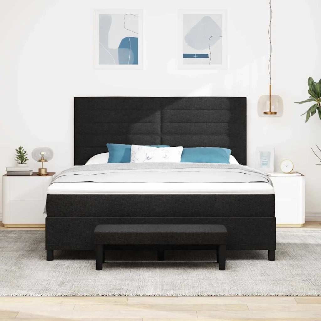 Letto a molle con materasso Nero 180 x 200 cm Tessuto