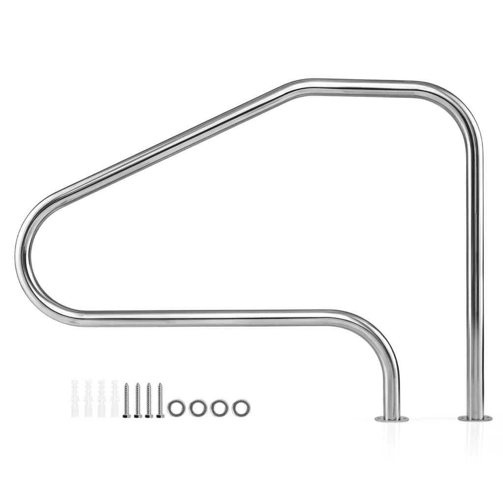 Corrimano per piscina in acciaio inox max 180 kg montaggio facile, Ringhiera di sicurezza con base separata accessori inclusi 1 Pezzo