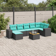 Set Divani da Giardino 8 pz con Cuscini Nero in Polyrattan 3225553