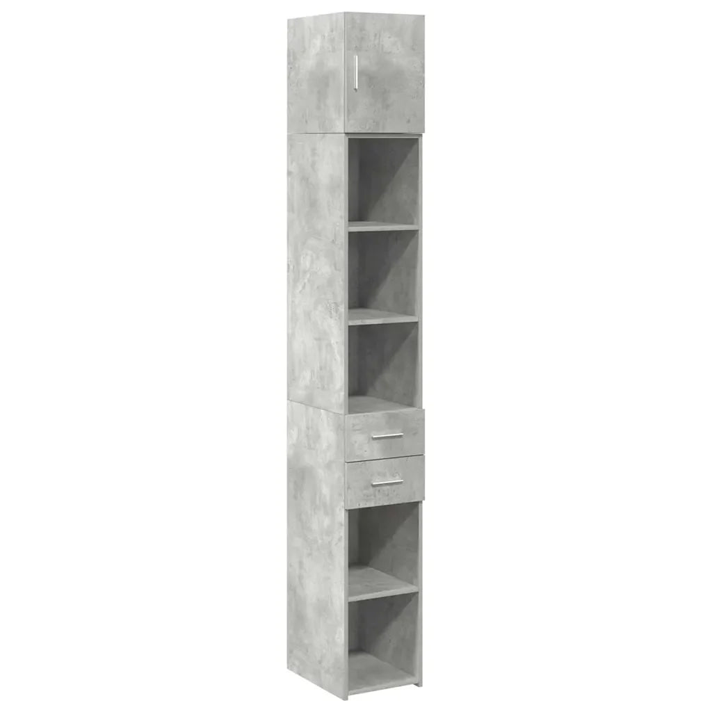 Mobiletto da bagno moderno e sottile 30 x 42,5 x 225 cm grande capacità finitura opaca in legno composito grigio cemento 02_0055555