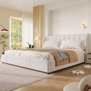 letto imbottito flanella beige 180 x 200 cm