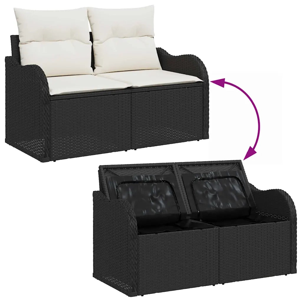 Set Divano da Giardino 6 pcs Nero e Crema polyrattan 3356122
