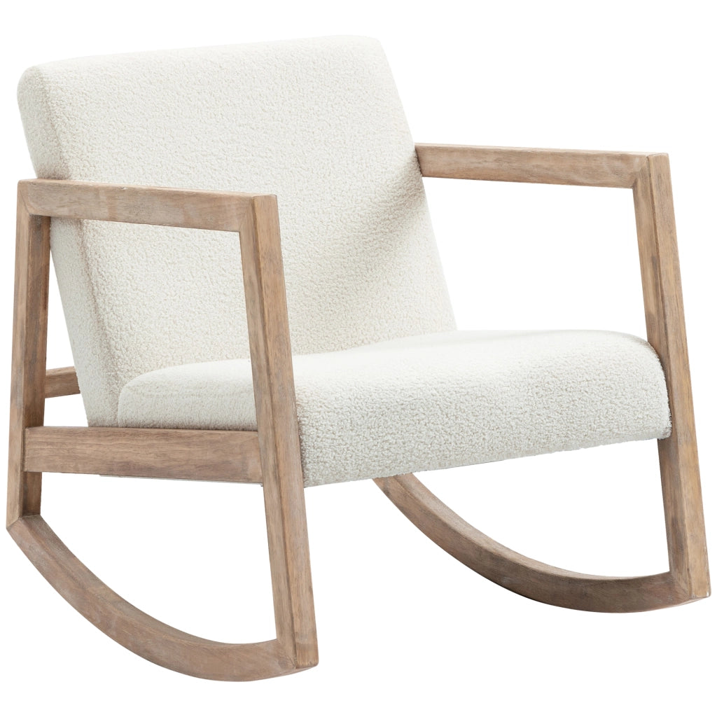Poltrona dondolo in legno imbottita ¨C Minimal ¨C crema 60x81x71 cm