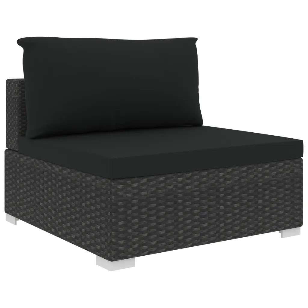 Set Divani da Giardino 10 pz con Cuscini in Polyrattan Nero 48310