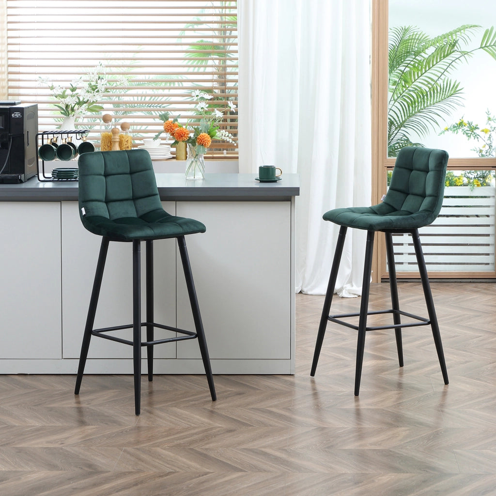 Sgabelli da Bar ¨C Zephmum ¨C Verde Velluto 2 Pezzi