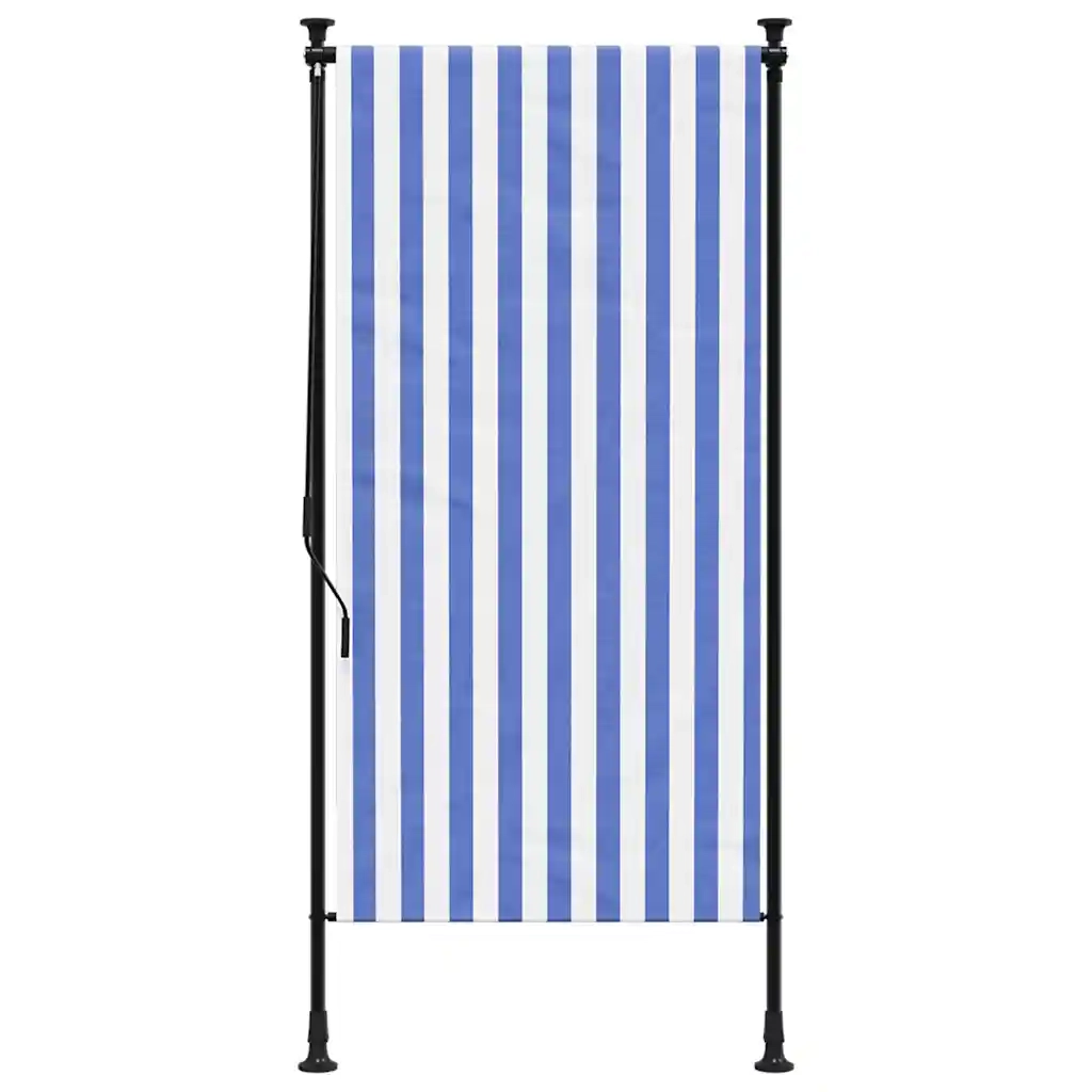 Tenda a rullo | Tenda avvolgibile Esterno Blu e Bianca 120x270cm Tessuto e Acciaio