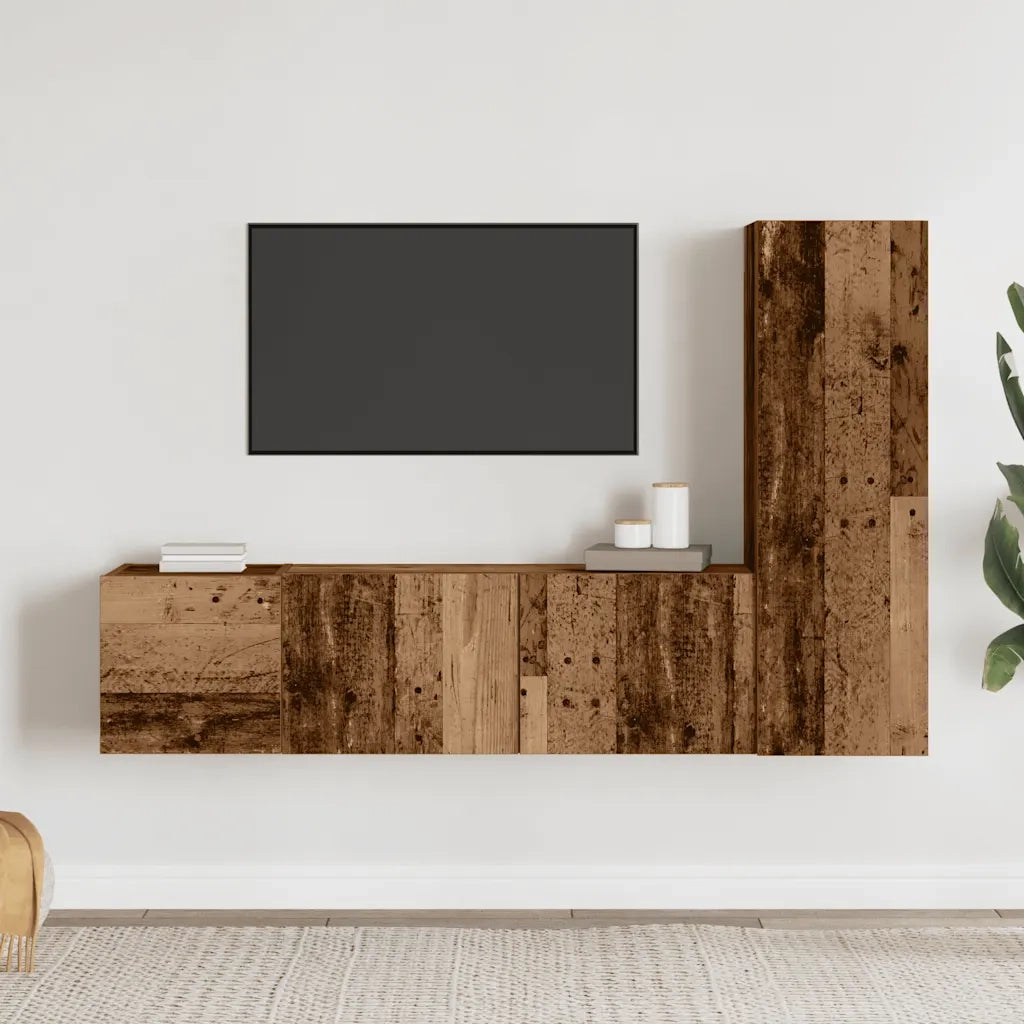 Mobili TV a Parete 3 pz | Armadietto TV | Mobile Porta TV Legno Antico in Legno Multistrato