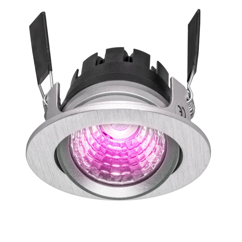 Faretto spot incasso multicolore dimmerabile LED 8W RGBW RGB 3000K DMX 24V tondo orientabile cromoterapia interni luce colorata soffitto SILVER