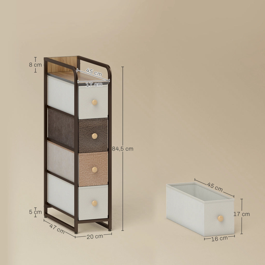 Cassettiera con 4 cassetti in tessuto e struttura in acciaio ¨C Minimal ¨C Multicolore