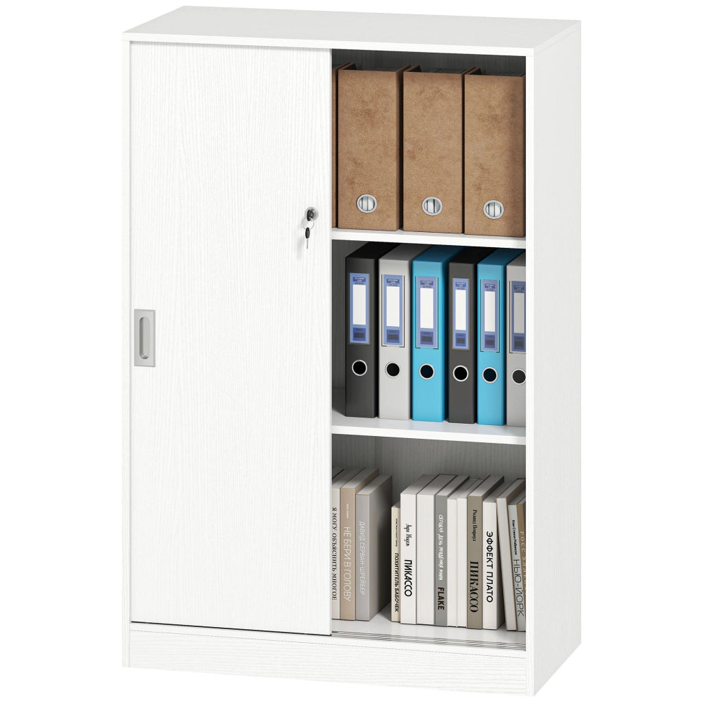Armadietto da Ufficio a 3 Ripiani con 2 Chiavi di Sicurezza, in Truciolato, 80x40x120 cm, Bianco