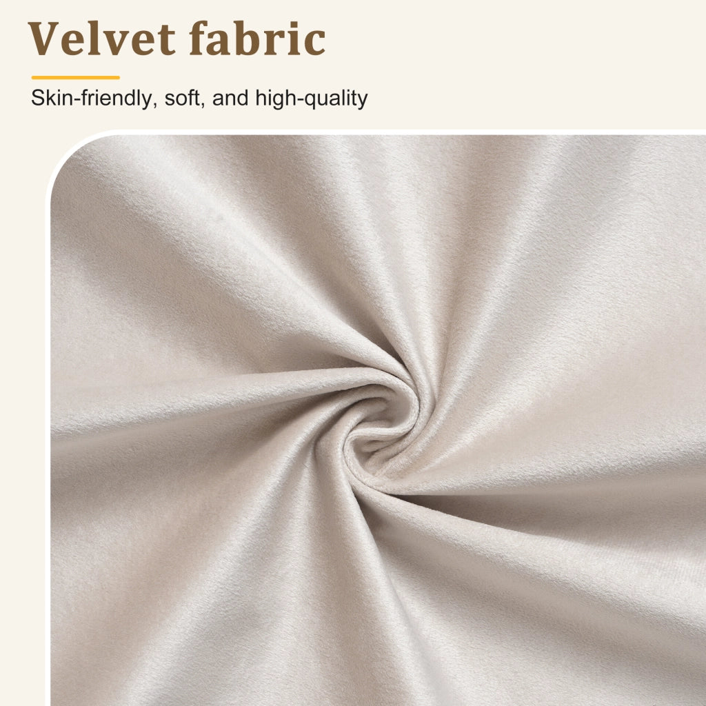 Letto matrimoniale contenitore 180 × 200 cm in velluto color crema con testiera rete a doghe e gambe in legno