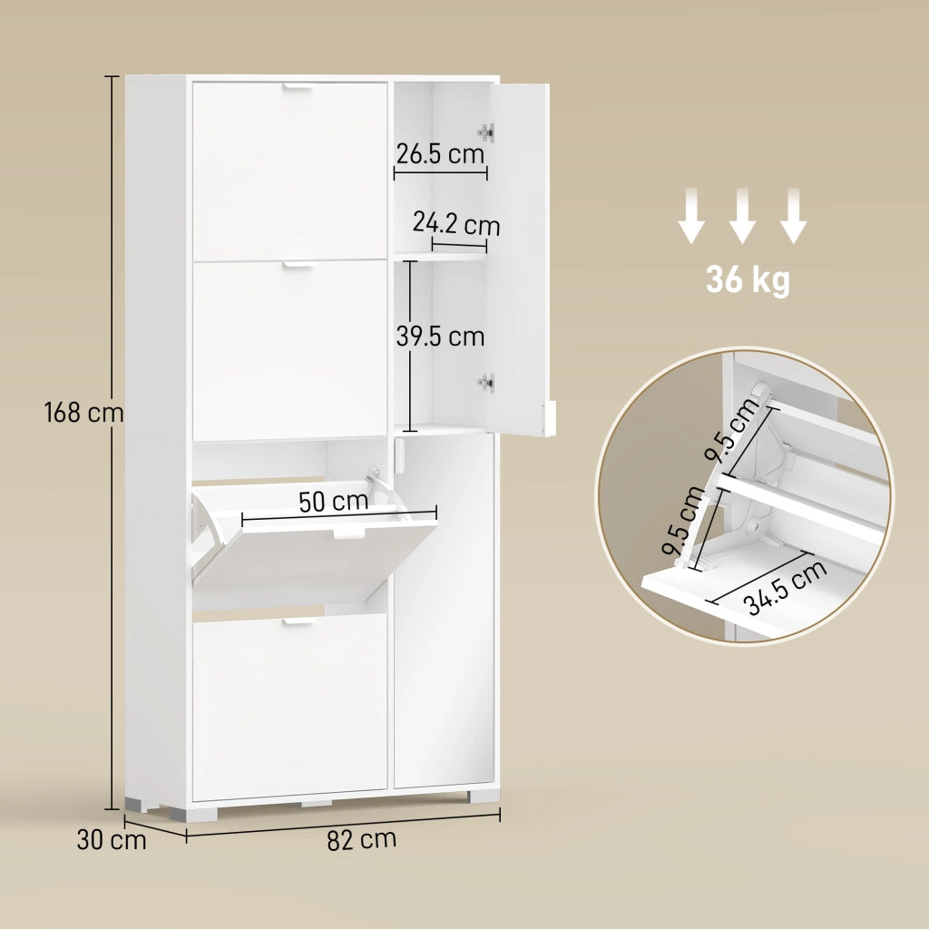 Scarpiera con specchio e 4 cassetti ¨C zephmum ¨C bianco