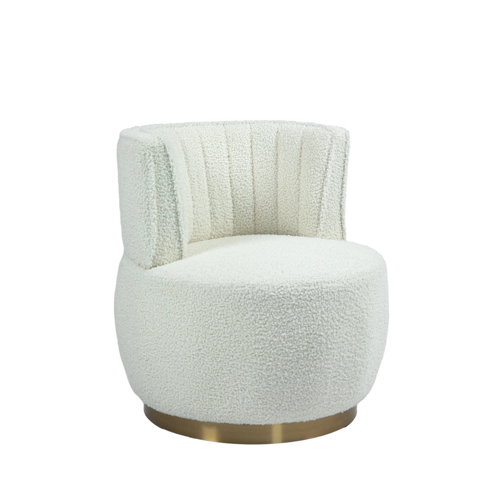 Poltrona Girevole 360¡ã in Velluto ¨C MINIMAL ¨C Bianco, Design Moderno per Soggiorno e Camera