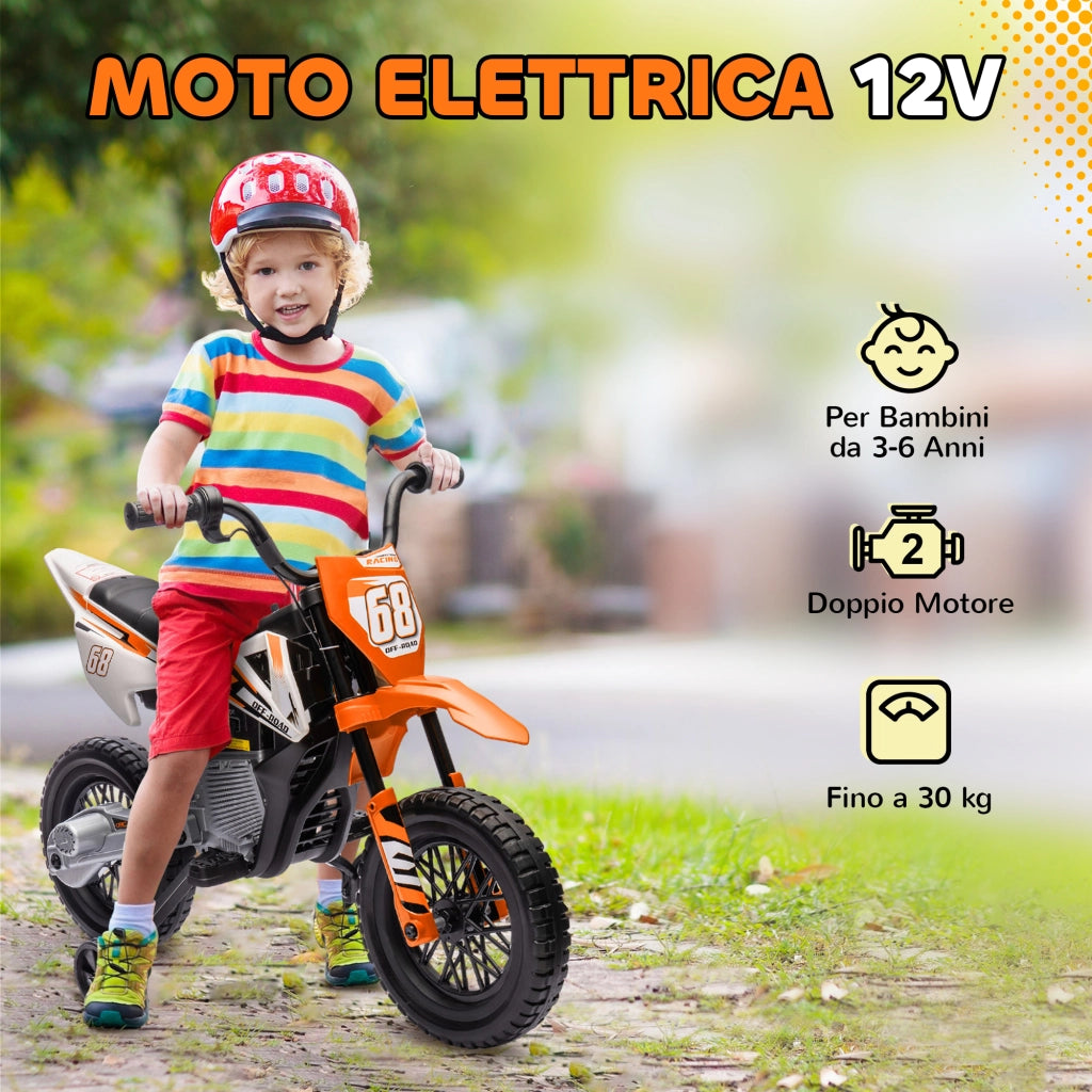 Moto Elettrica per Bambini con Rotelle ¨C Zephmum ¨C Arancione