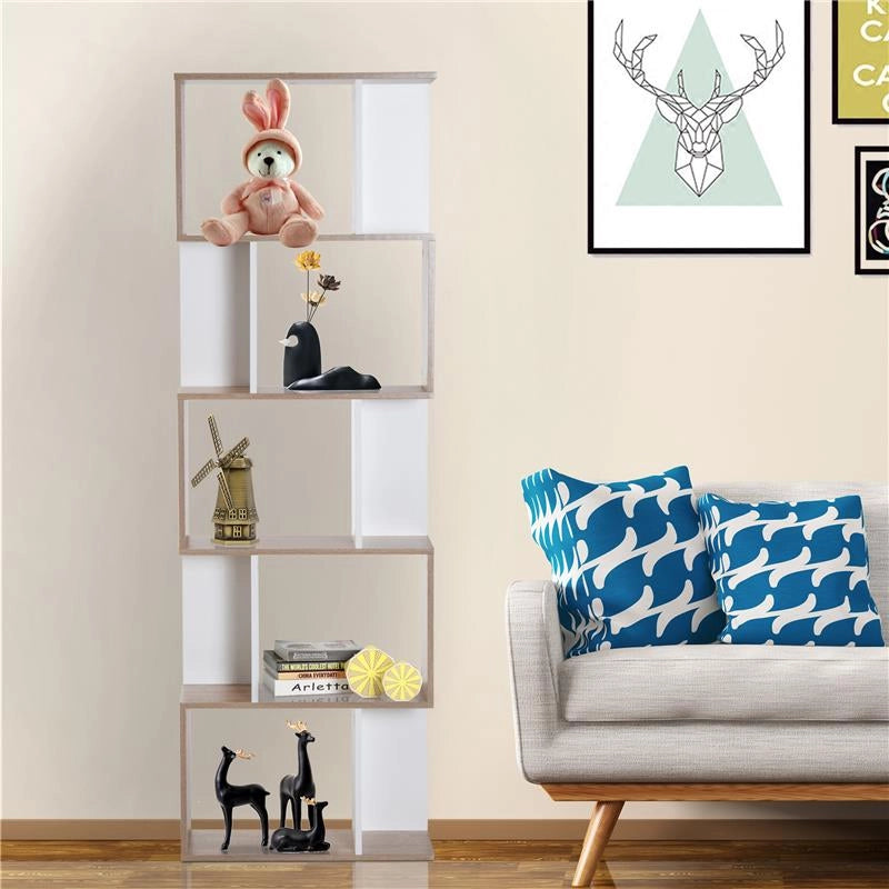 LIBRERIA DA MURO MODERNA 5 RIPIANI 60 X 24 X 184.5 CM IN LEGNO BIANCO