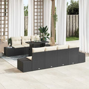 Set di divani con cuscino 8 pcs Nero e Crema polyrattan