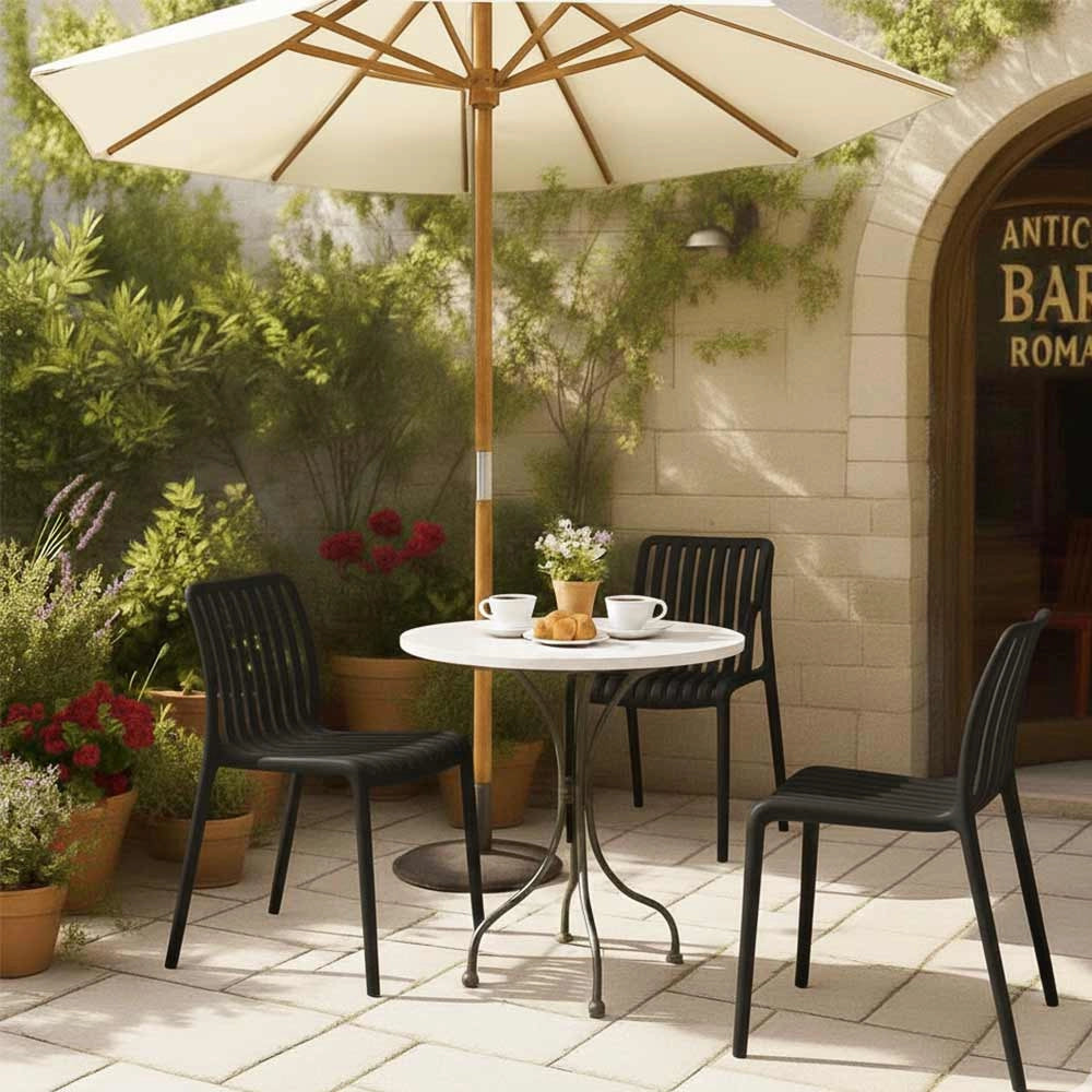 Sedia da esterno Iside in plastica resistente, modello comfort premium nera x4
