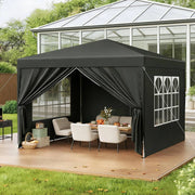 Gazebo pieghevole 3x3 m grigio con pareti laterali