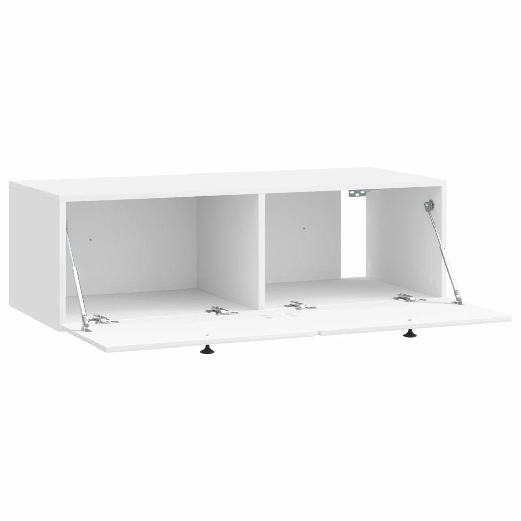 Mobile TV da Muro | Armadietto TV | Mobile Porta TV 98 x 41 x 30 cm Bianco Lucido