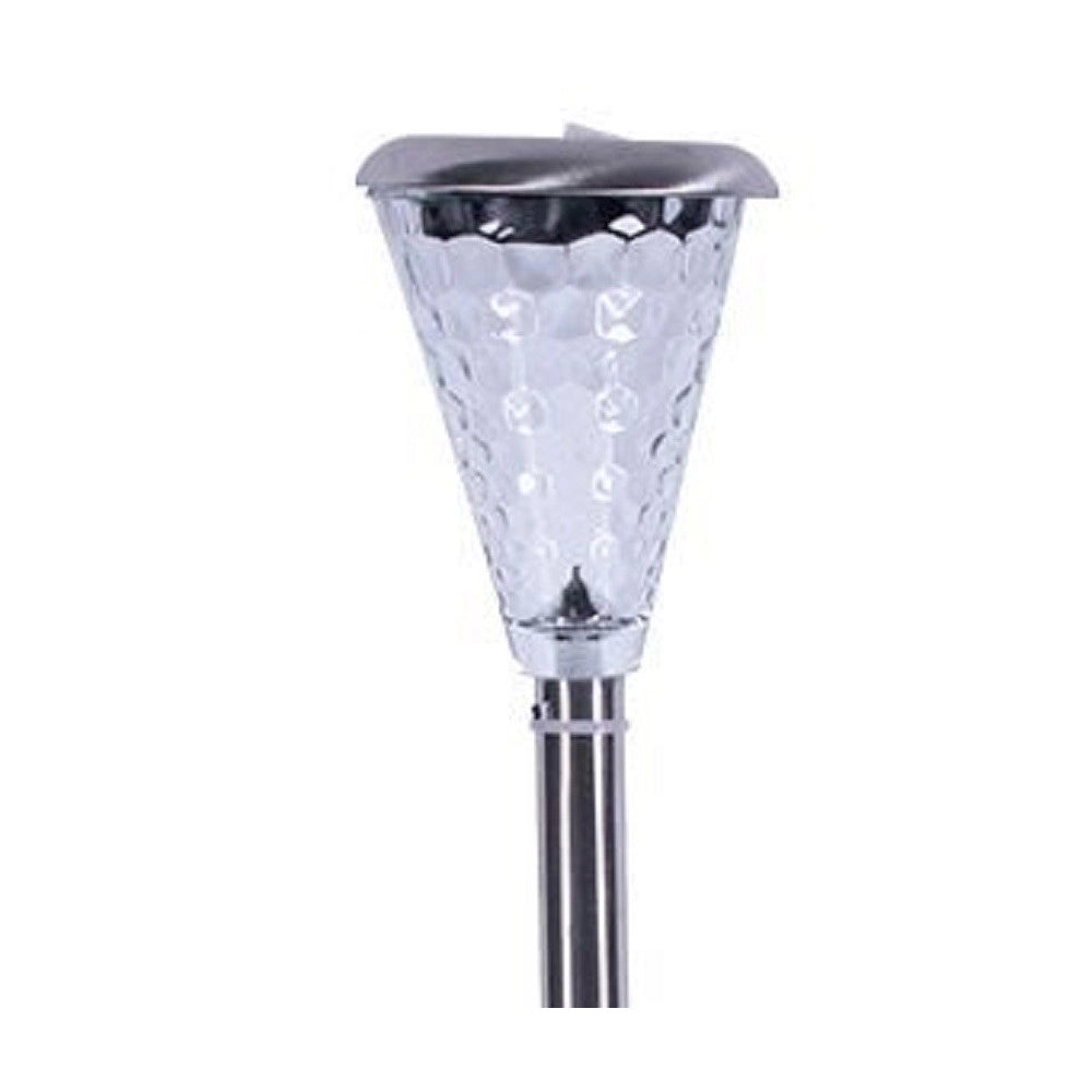 Trade Shop - Set 12 Pz Lampada Solare Led Cromata Color Change 8x8x36cm Per Giardini 4125023 -