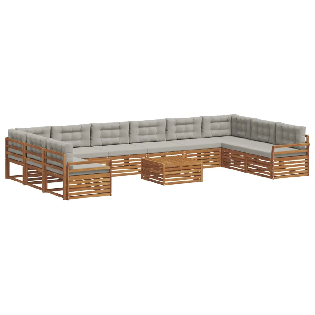 Set divani con cuscino 11 pcs Grigio Naturale e Chiaro 3374251