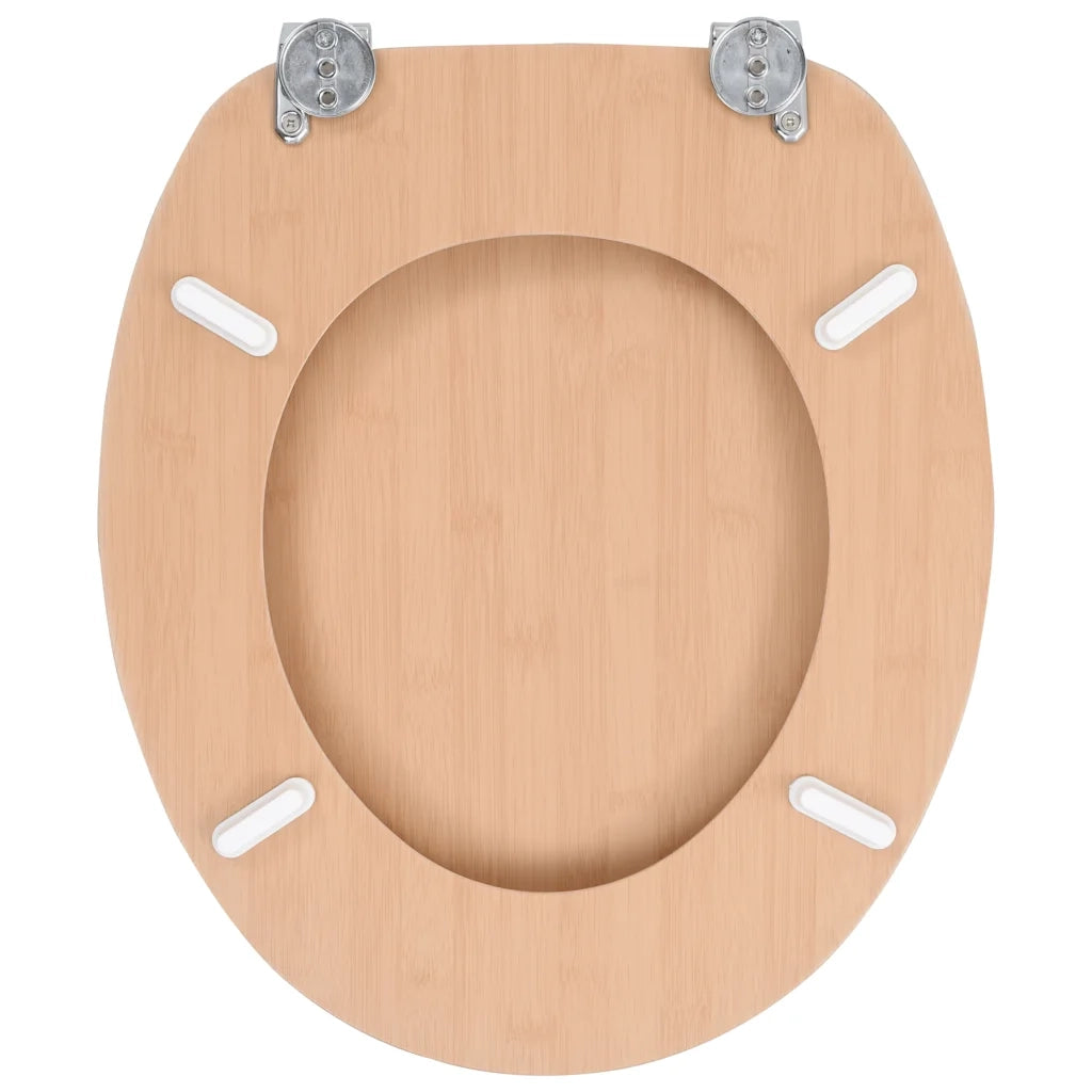 Tavoletta WC con Coperchio MDF Design a Bambù 143927