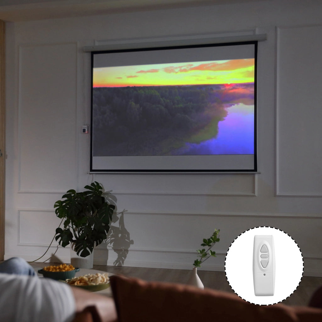 Schermo per Proiettore 120 Pollici Formato 4:3 Regolabile con Telecomando,Schermo di Proiezione Motorizzato Compatto,Installazione a Parete o Soffitto,244x183cm,Bianco