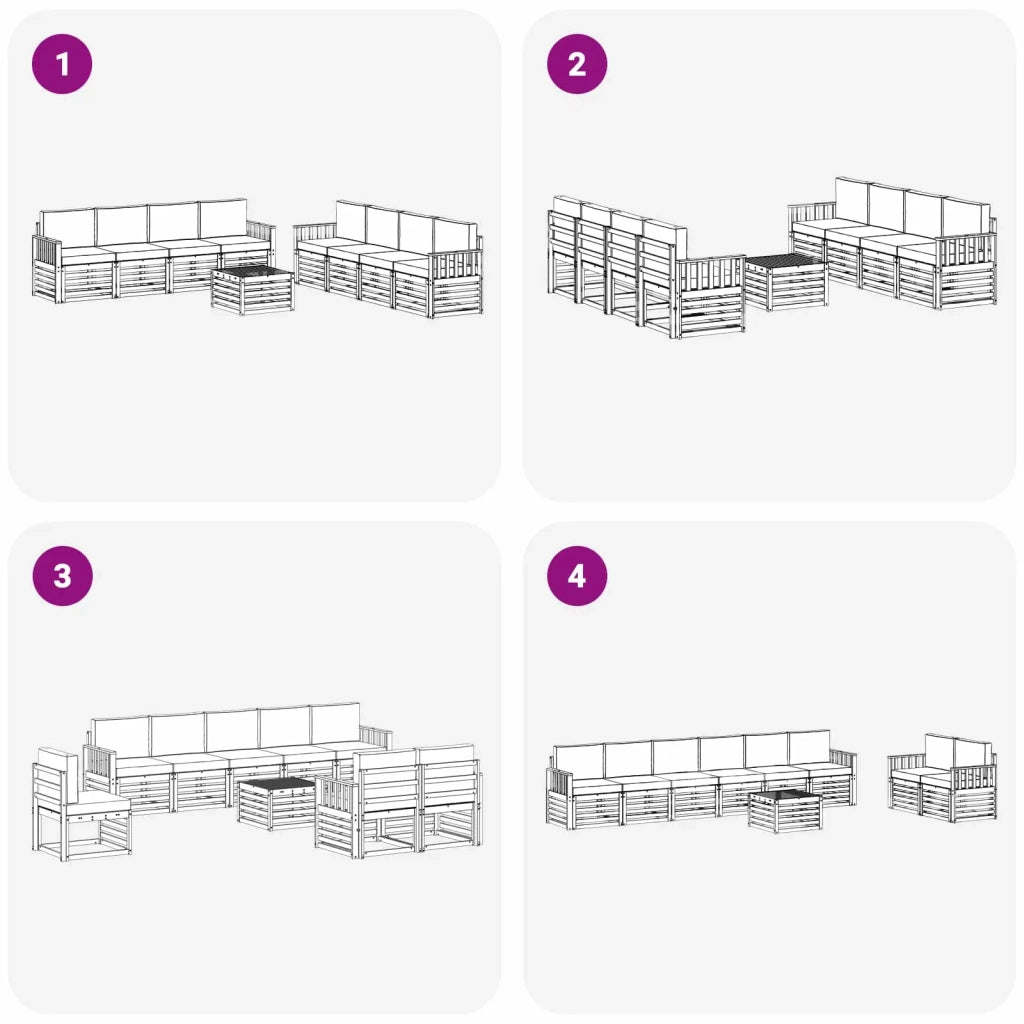 Set di divani da esterno 9 pcs Bianco e Grigio Chiaro 3391586