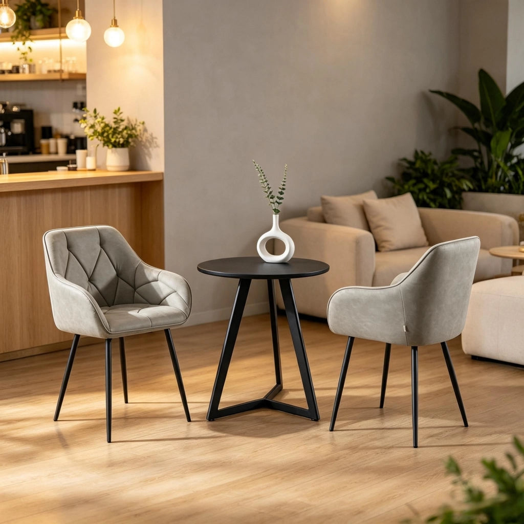 Set di 2 sedie da pranzo ergonomiche - in pelle sintetica e metallo - grigio scuro