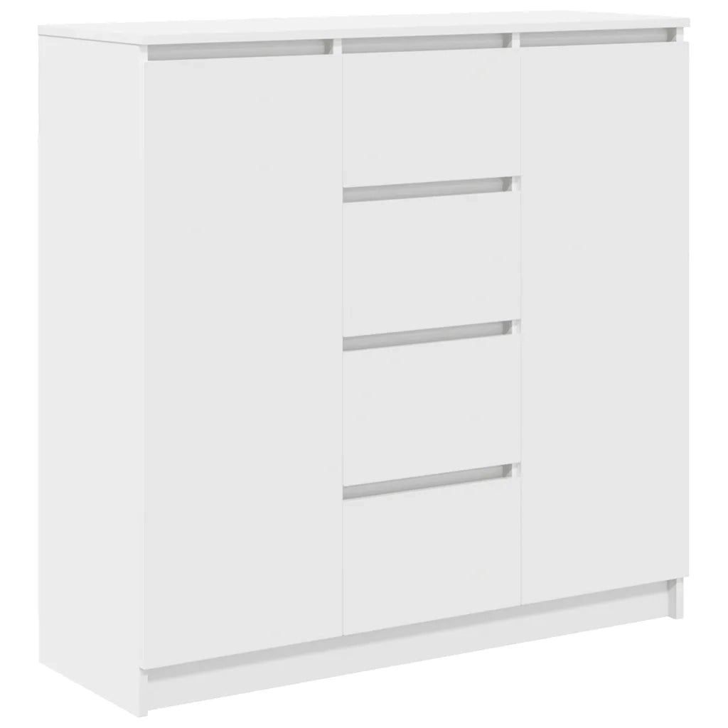 Credenza | Madia | Buffet da pranzo | Armadio da pranzo con Cassetti Bianco 100,5x35x98,5 cm Legno Multistrato