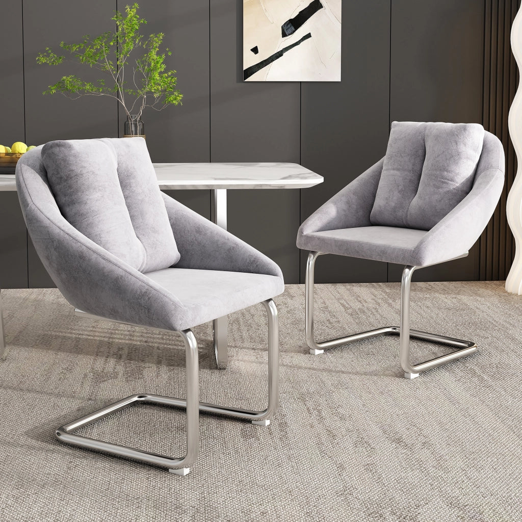 SEDIA Girevole in Velluto Grigio Set da 4 pezzi