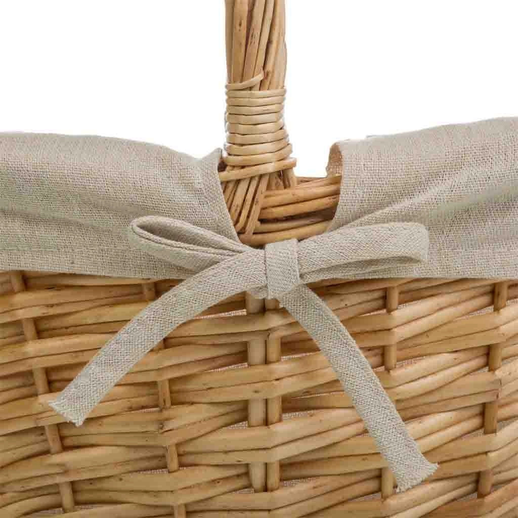 Set di 3 cestini in vimini marrone foderati