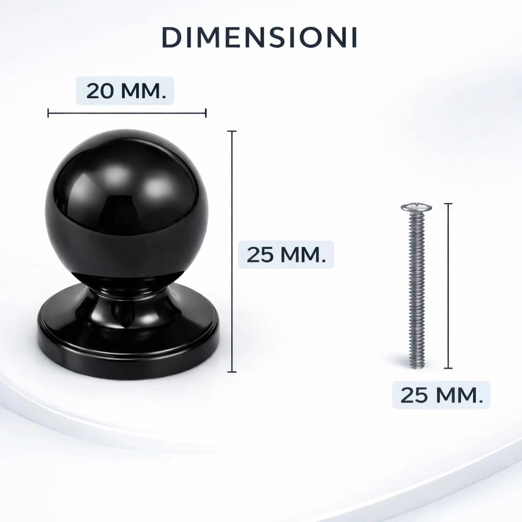 Pomolo per mobili 20x25 mm cromo satinato per cassetti e ante - confezione da 2 pezzi