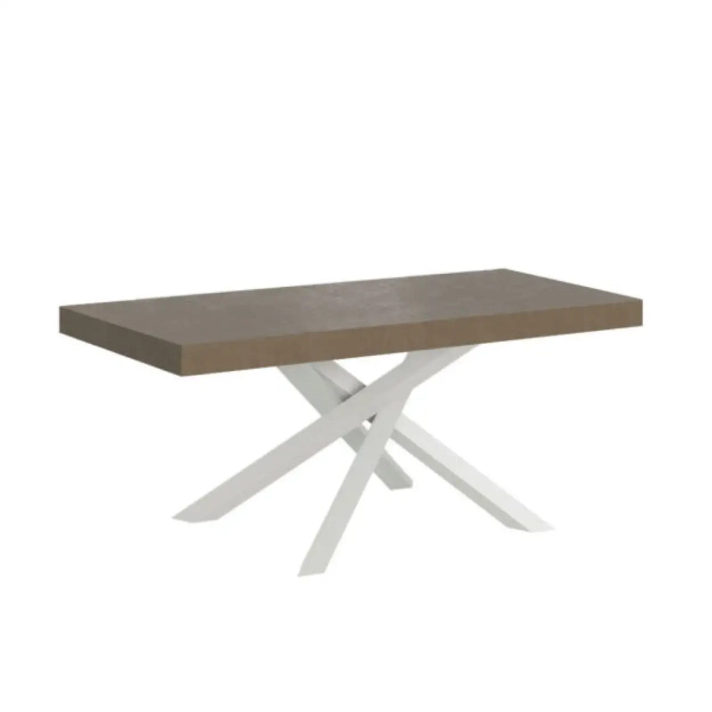 Tavolo allungabile 140/244x90 cm Volantis Premium tortora gambe bianche