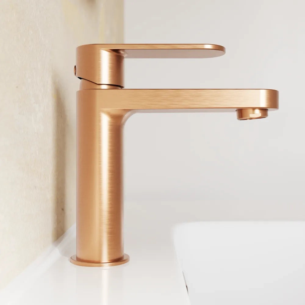 Set miscelatori lavabo 16cm bidet miscelatore doccia con deviatore rame spazzolato | Margot