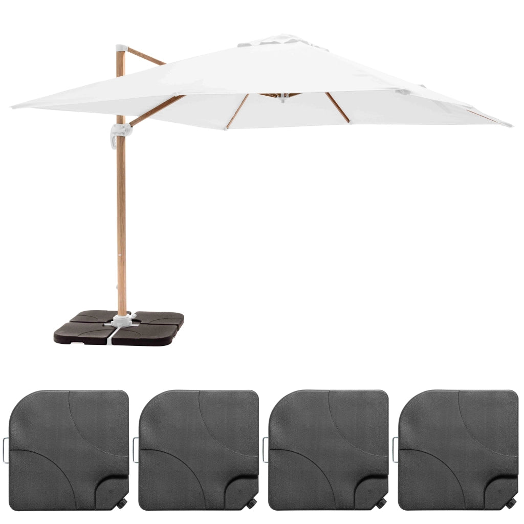 Oviala - Ombrellone sporgente 3x3m e 4 piastrelle da riempire bianco