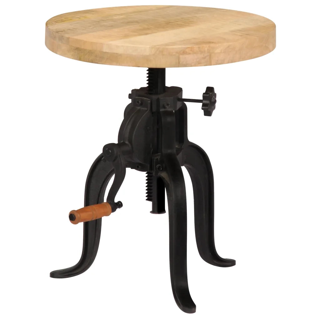 Tavolino | Tavolo laterale 45x(45-62) cm in Legno Massello di Mango e Ghisa