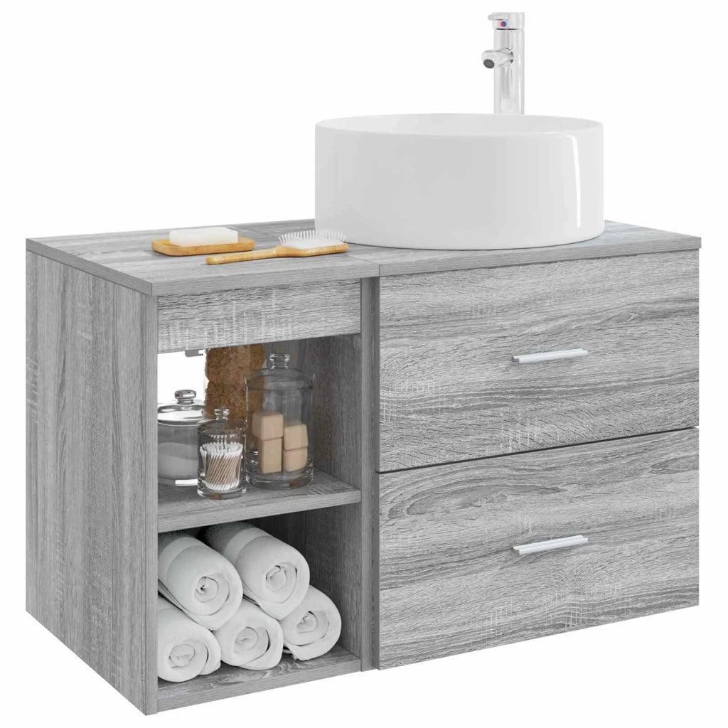 Set di mobili per il bagno 2 pz Sonoma grigio 3403933
