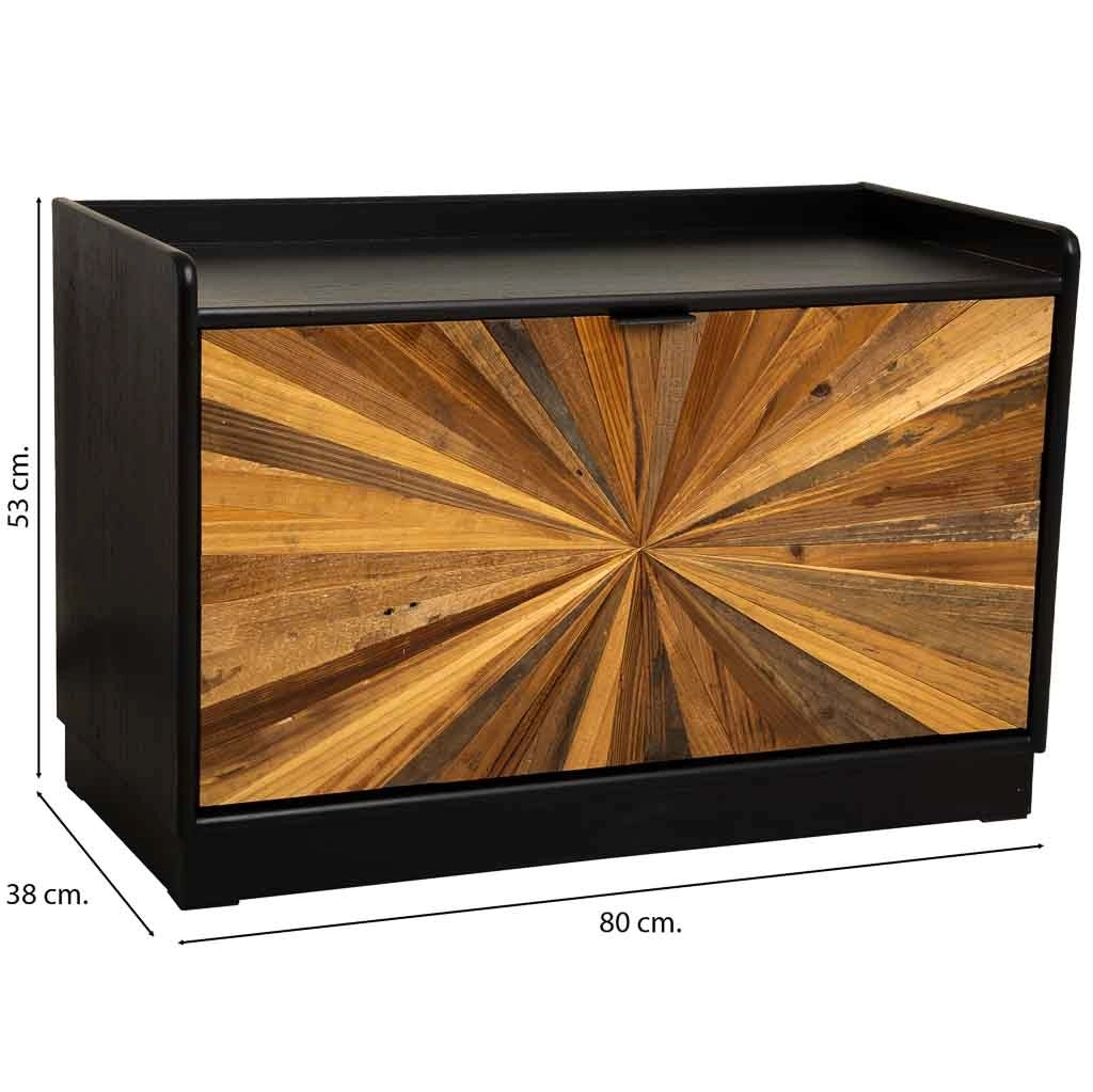 Scarpiera in legno di recupero marrone 80x38x53h cm
