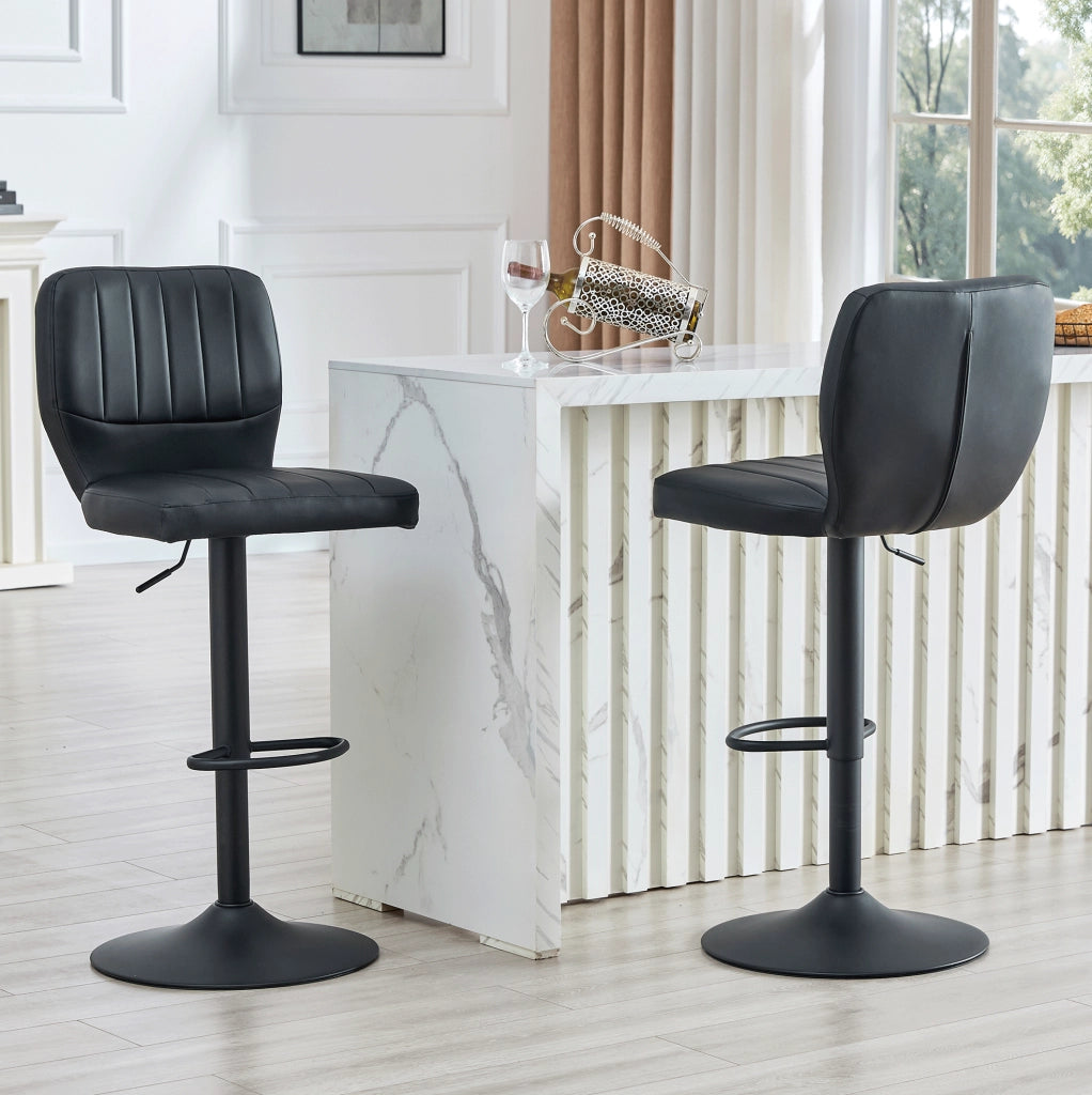 Sgabello da bar ULEVR regolabile 62-83 cm, girevole 360¡ã con schienale e poggiapiedi, nero