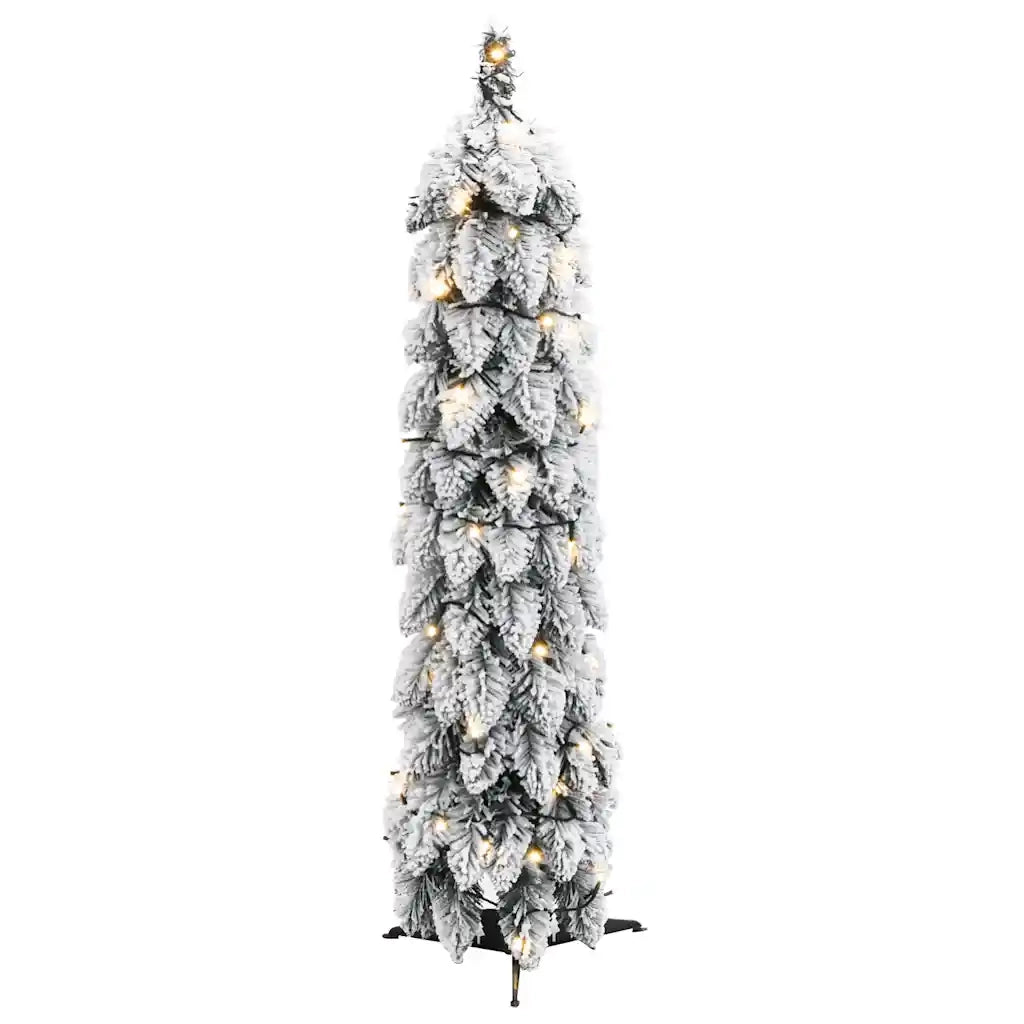 Albero di Natale Artificiale-Albero Natalizio con 30 LED e Neve Floccata 60 cm