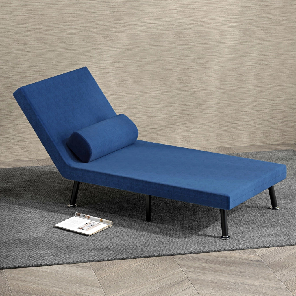 Poltrona Letto ¨C Minimal ¨C Tessuto Effetto Lino, Blu Scuro, 75x70x75 cm