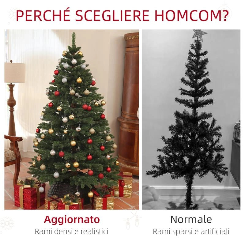 ALBERO DI NATALE IN PLASTICA CON 1050 RAMI E BASE PIEGHEVOLE IN ACCIAIO Ø 120X180 CM VERDE