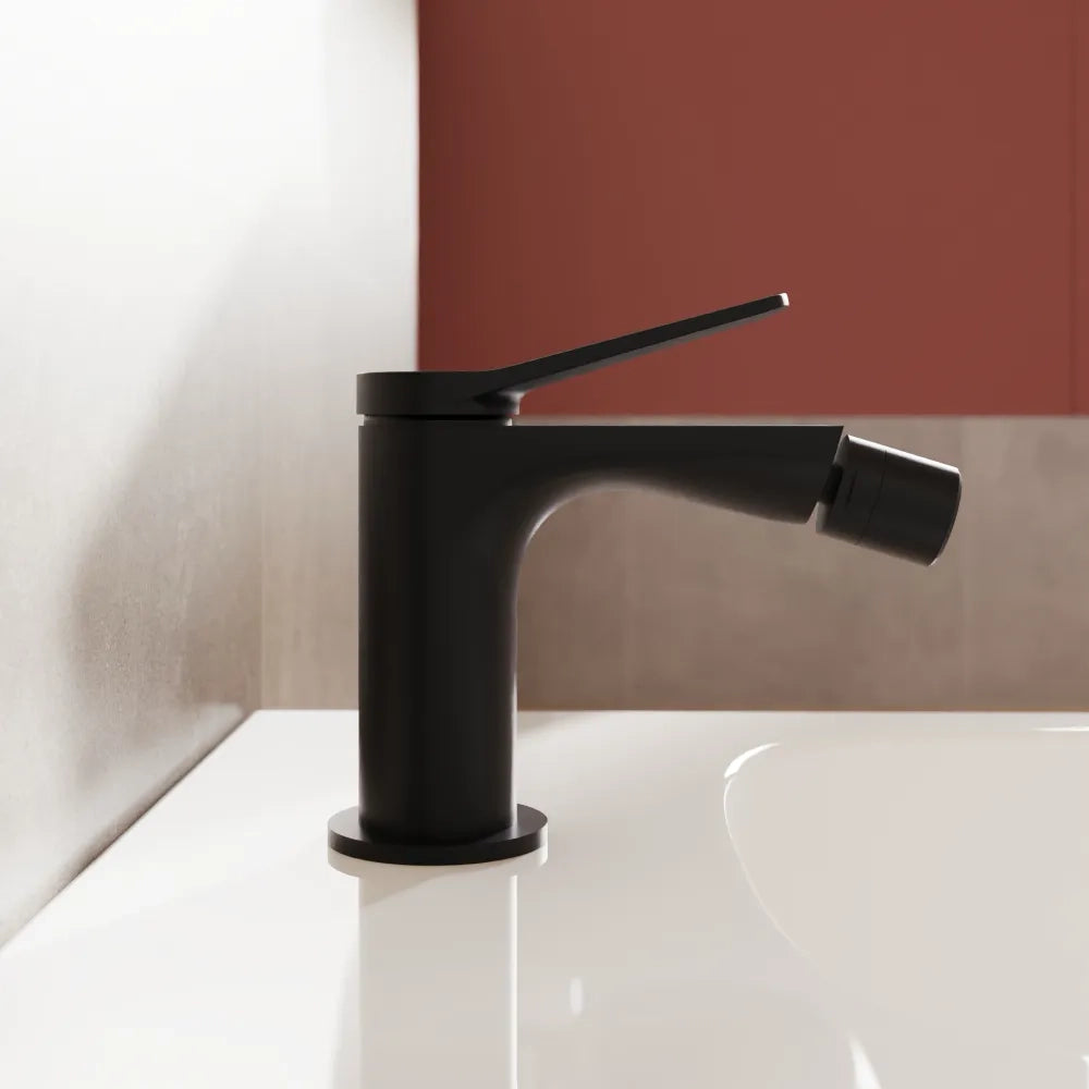 Set miscelatori: lavabo bidet senza scarico e incasso doccia monocomando nero opaco | Anne