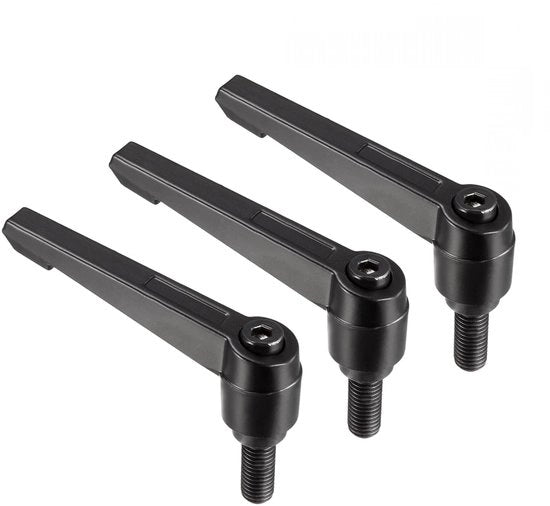 Flesselli adattabili 3 pezzi - Verstelbare chiavetta a vite con pulsante - Lega di alluminio - M10 x 25 mm - Per macchine e impianti - Viti a mano