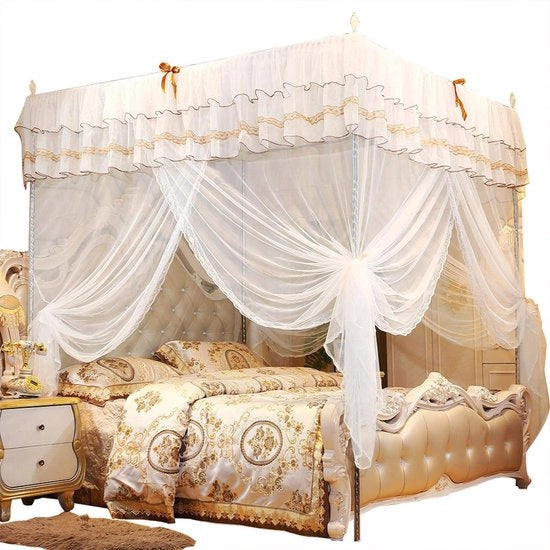 Tenda da Camera Luxe Stile Principesco - Cappezzalo di Poliestere - Tela Respirante - Tre Aperture - Facile da Pulire