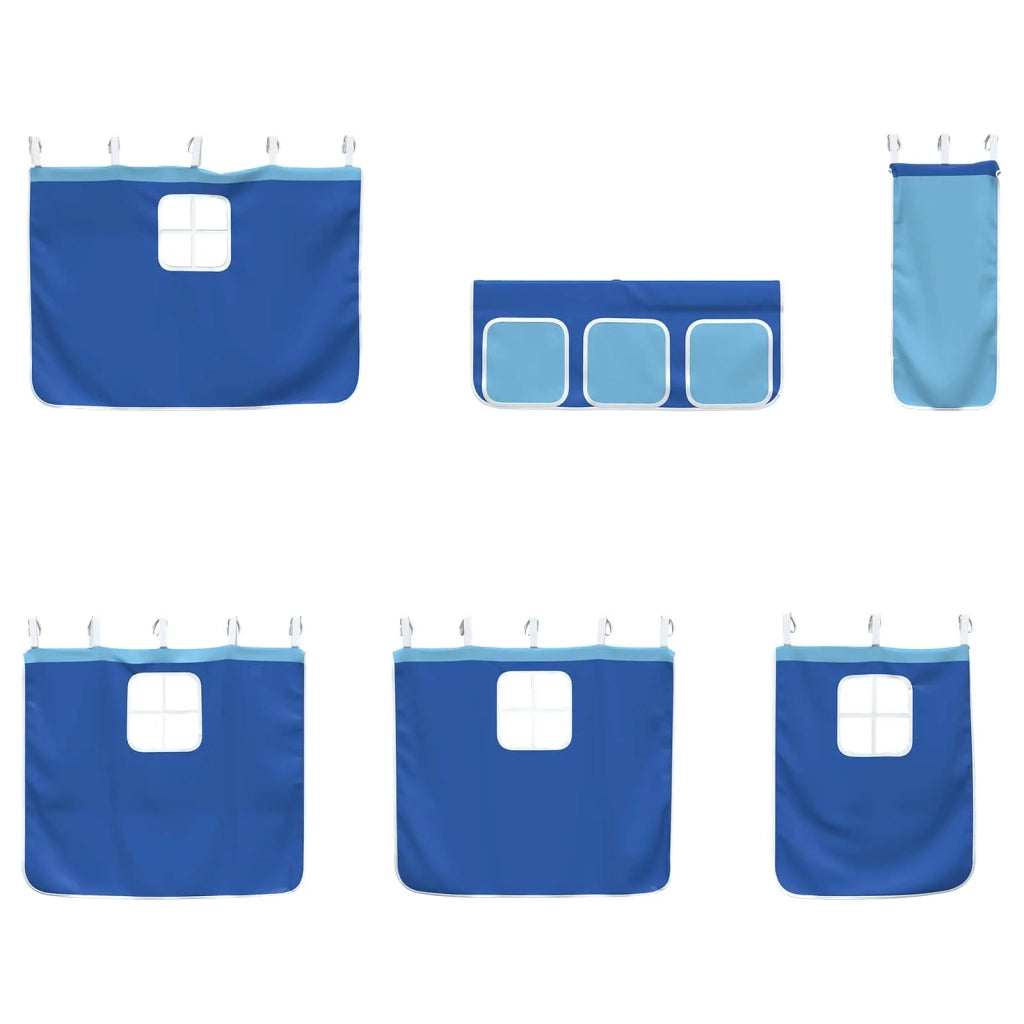 Struttura del Letto Loft per Bambini con Tendine-Giroletto per bambini Bianco e Blu 824574