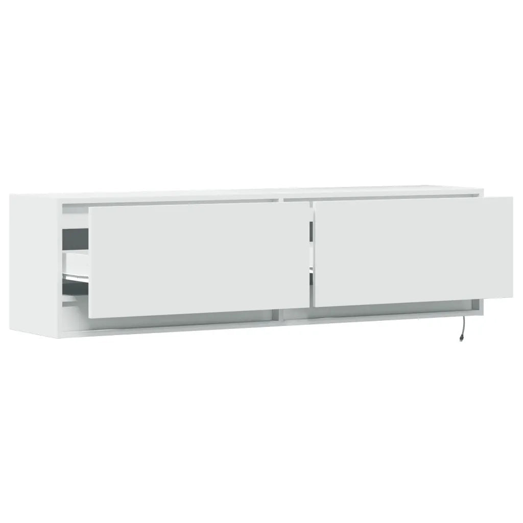 Mobile TV a Parete | Armadietto TV | Mobile Porta TV con Luci LED Bianco 140x31x38 cm