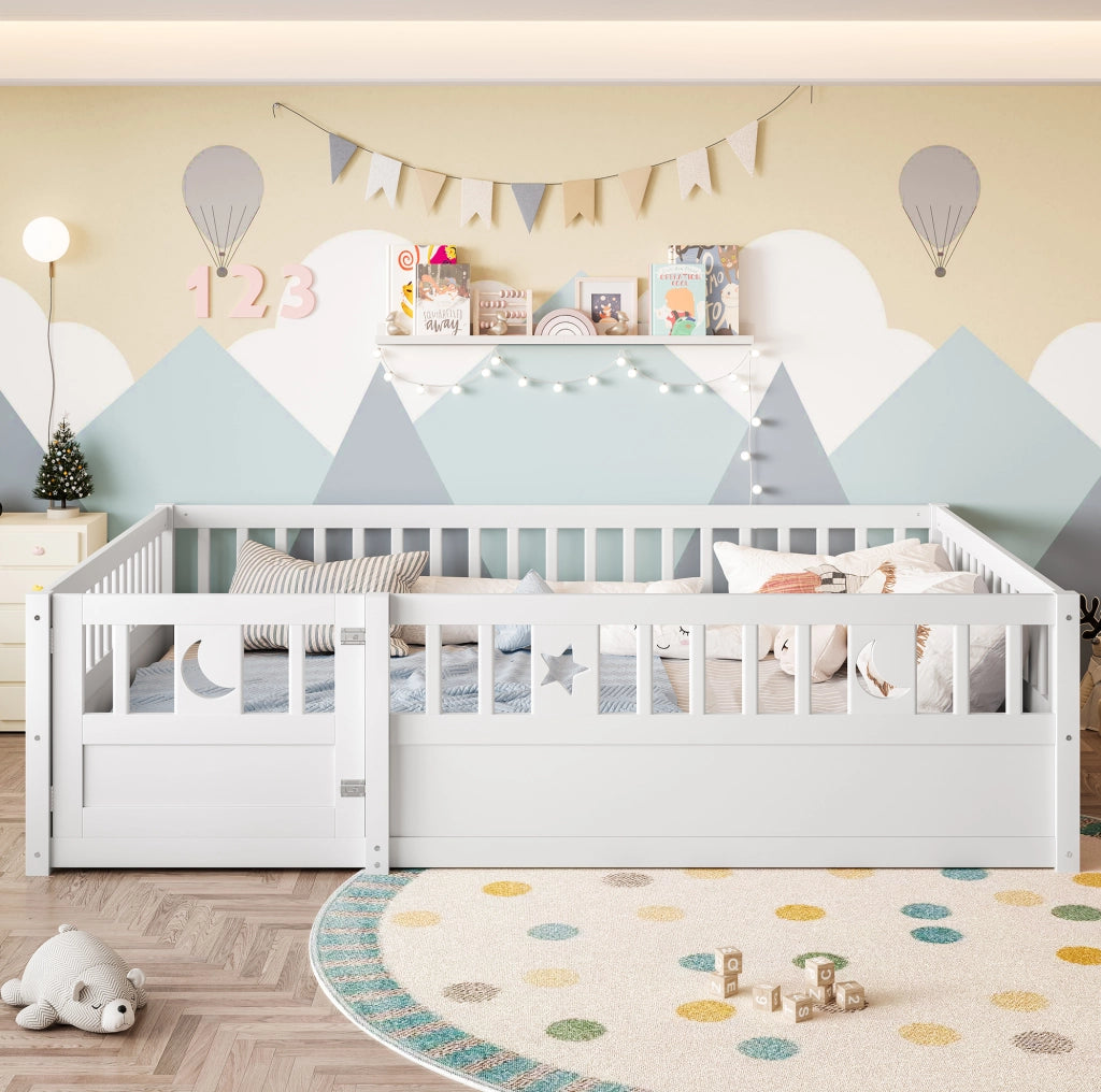 Letto per bambini con sponde, 140 x 190 cm, bianco