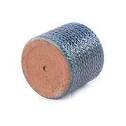 Set di 4 Vasi in Ceramica fatta a Mano, Ø37/31/24,5/17,5 cm, Blu Scuro Lucido con Rilievo a Spina di Pesce, Drenaggio Integrato per Interni e Giardino